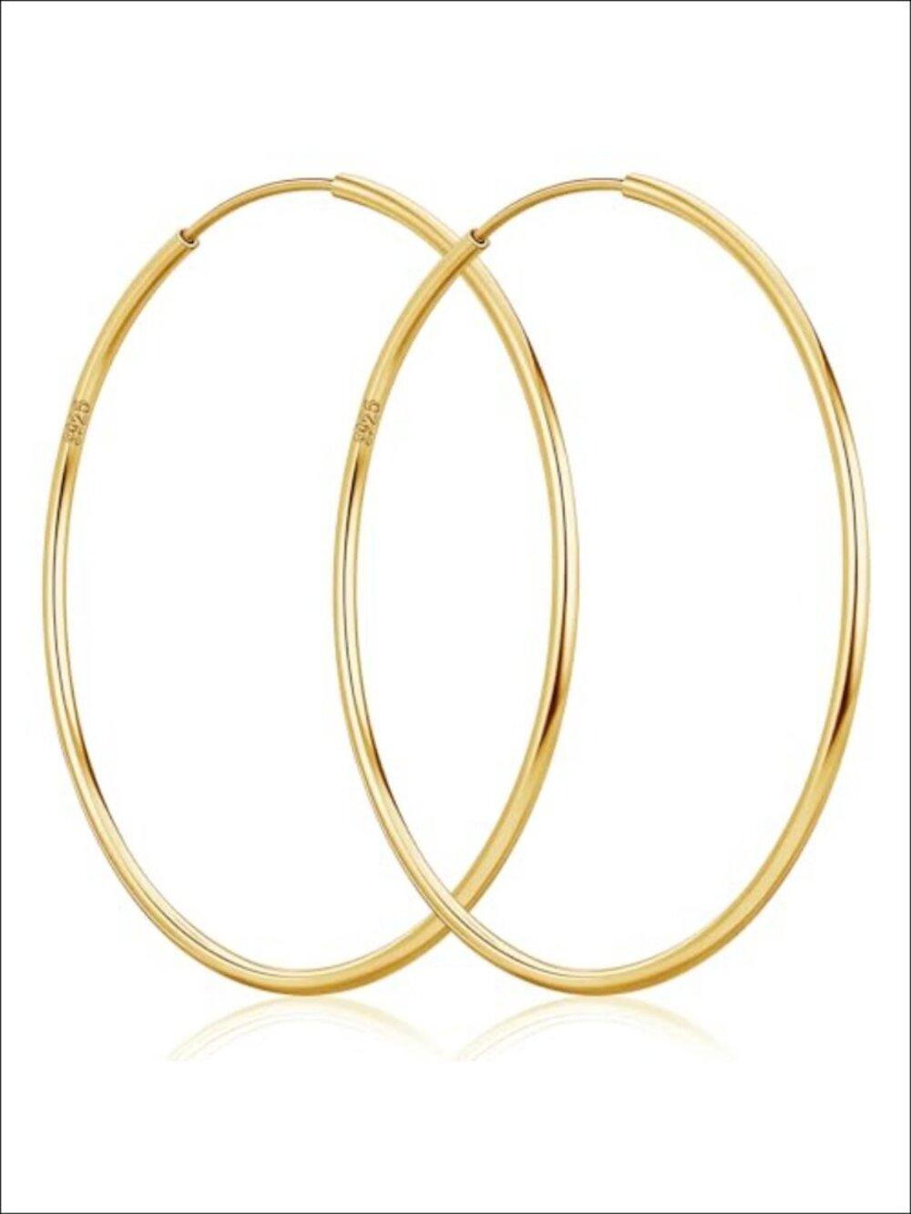 925 Sterling Silver Hoop Earrings Hypoallergenic 14k Gold Plated Lightweight